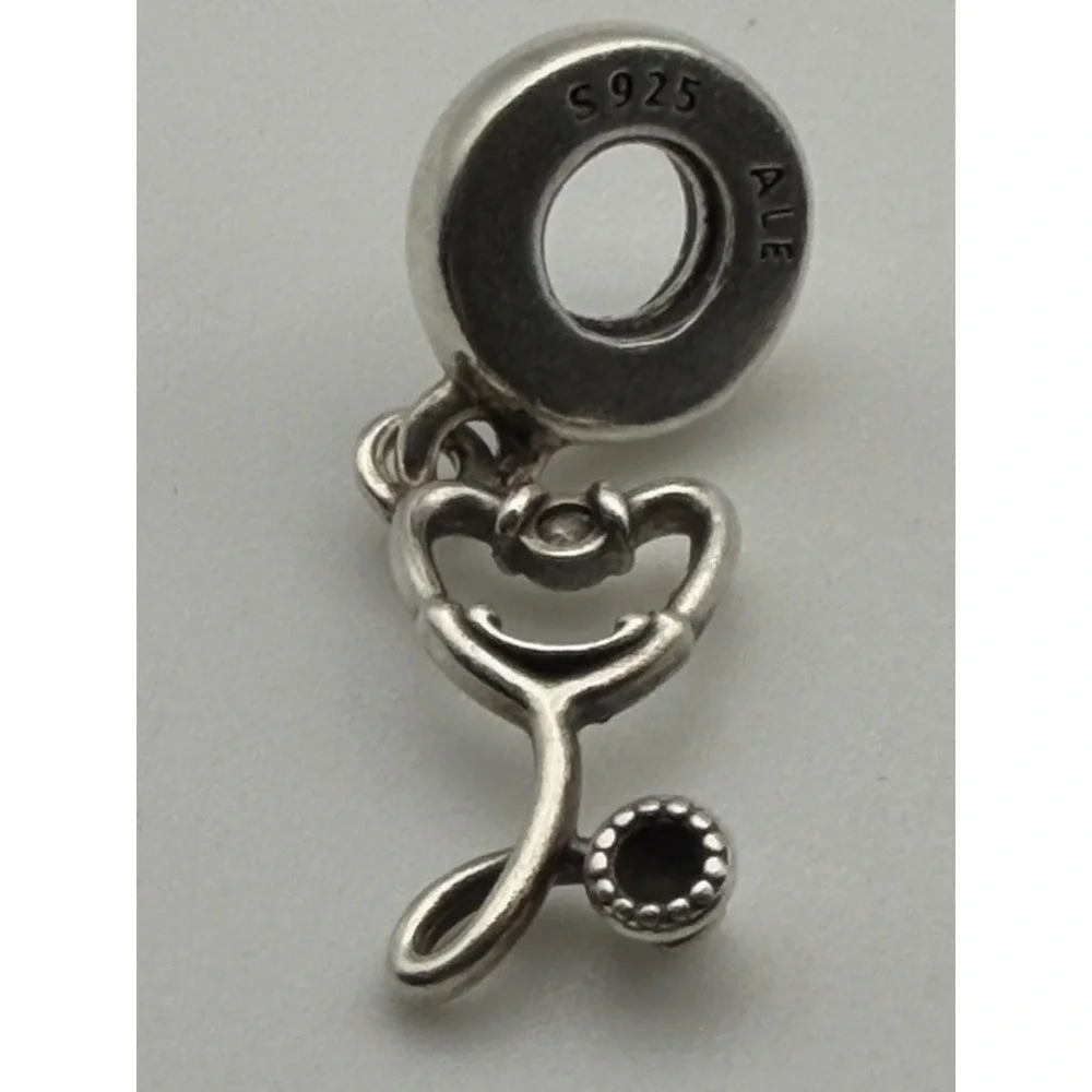 AUTHENTIC PANDORA STETHOSCOPE HEART DANGLE CHARM #799072C01